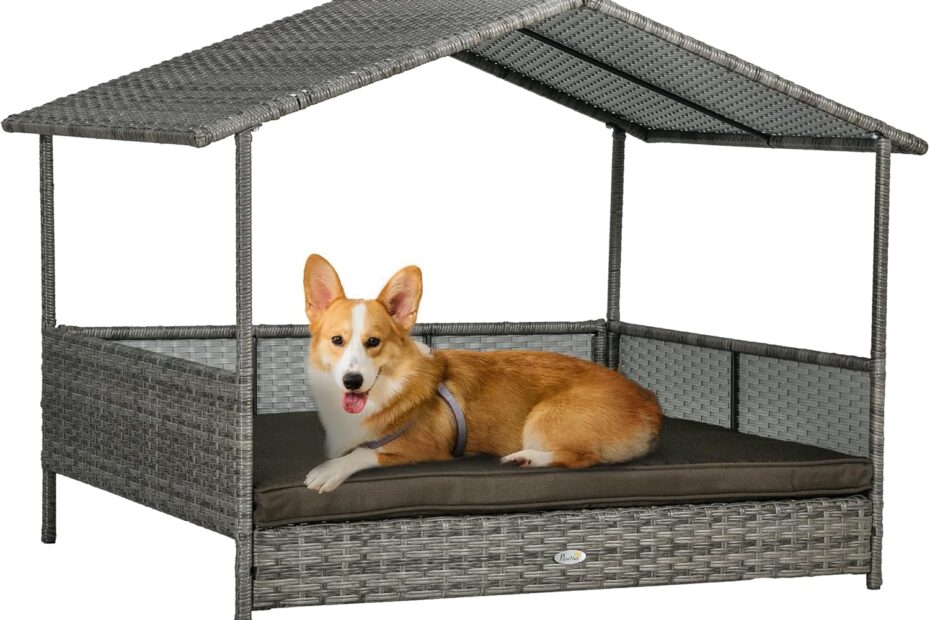 Elevate Your Pup's Comfort: Review of the PawHut Outdoor Wicker Dog House with Canopy