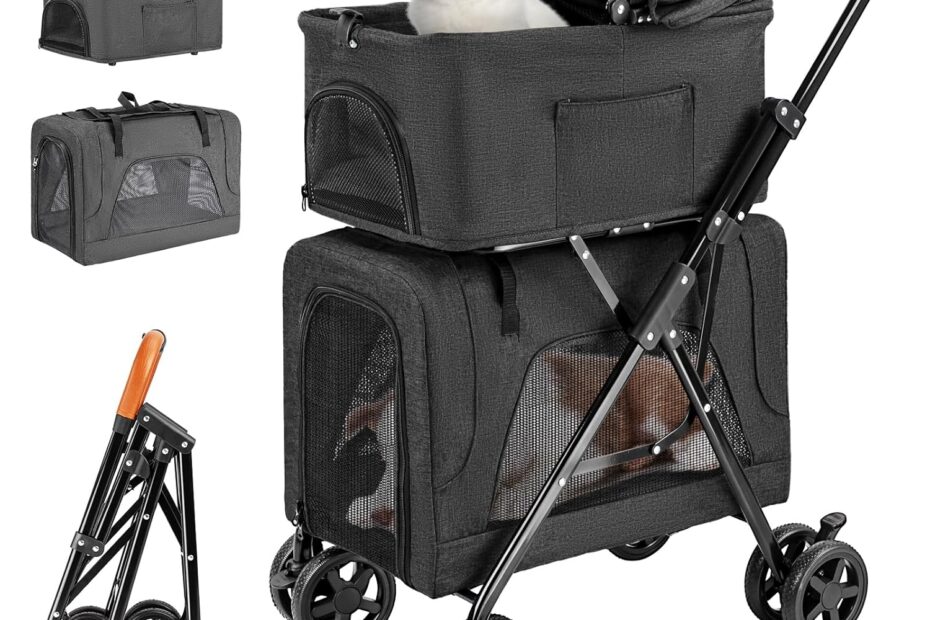 Experience Freedom: The Ultimate Double Pet Stroller for Small Dogs and Cats!