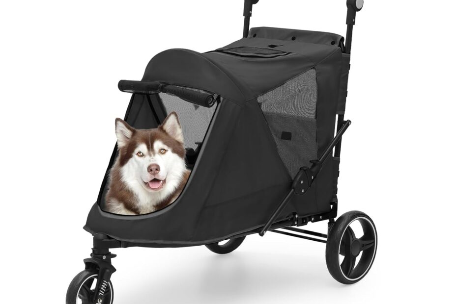 Explore Comfort and Style: Athena Collection 3-Wheel Pet Stroller for Large Dogs