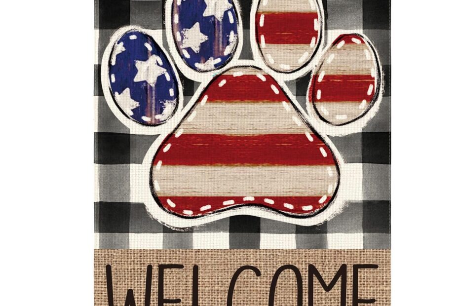 Celebrate Independence with AVOIN's Patriotic Paw Print House Flag!