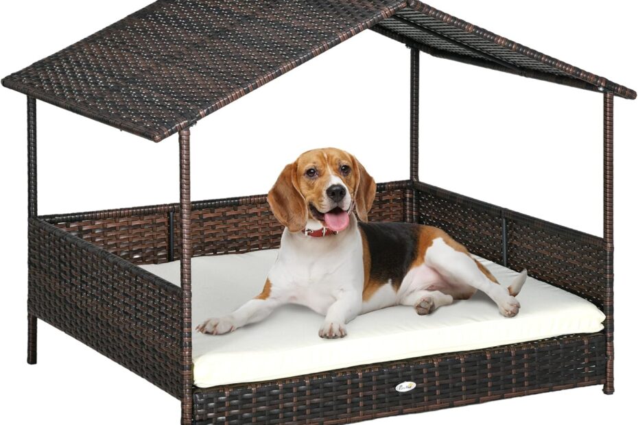 Cozy Canopy Comfort: Review of the PawHut Outdoor Wicker Dog House