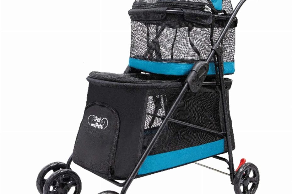 Elevate Your Pet's Outings: Review of the PETIQUE Double Decker Pet Stroller in Teal