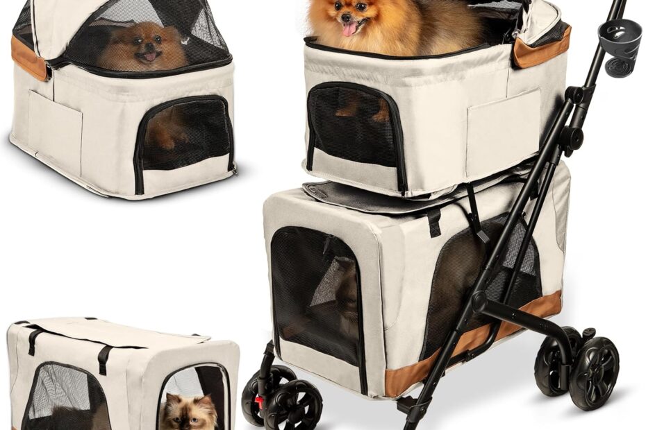 Explore the Double Pet Stroller: Perfect for Two Dogs or Cats on the Go!