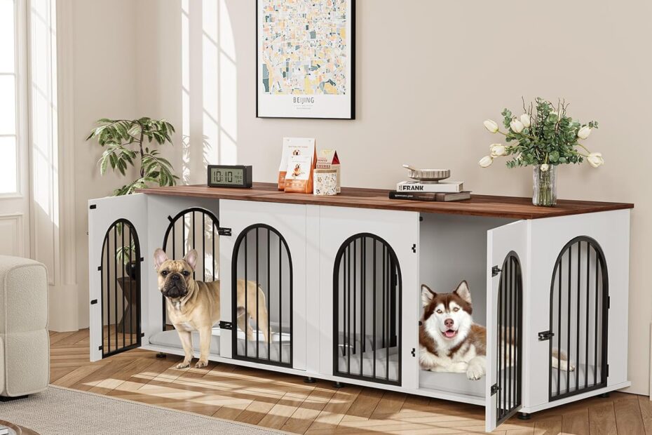 Stylish Comfort: The Ultimate 71" Wooden Double Dog Crate for Your Pets