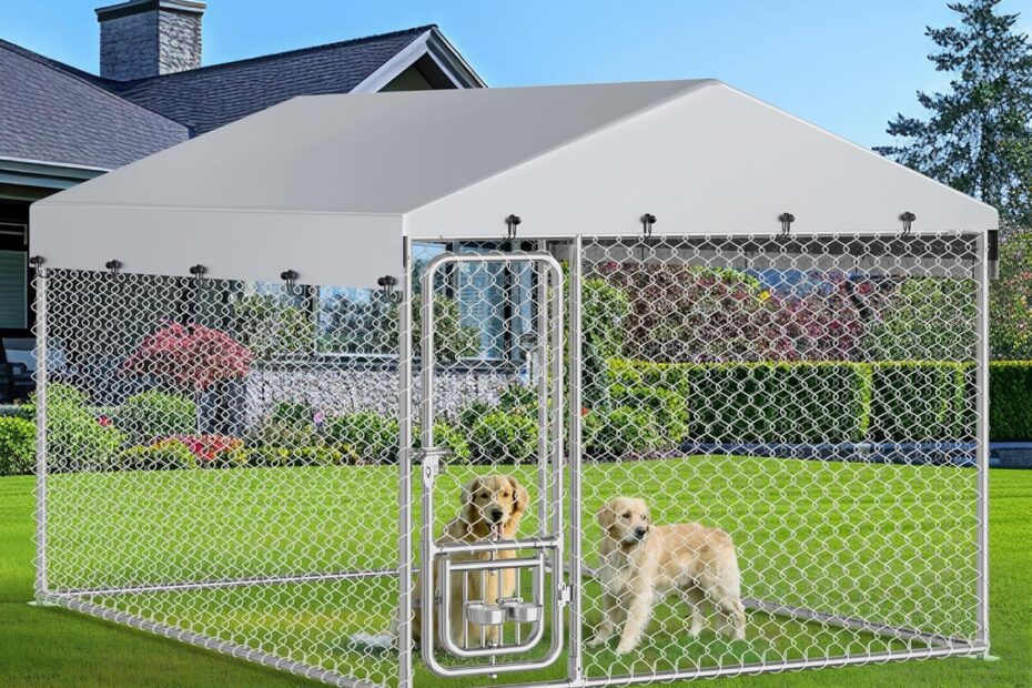 Top Review: DWVO 7.5'x7.5' Heavy Duty Dog Kennel with Rotating Feeder Bowls