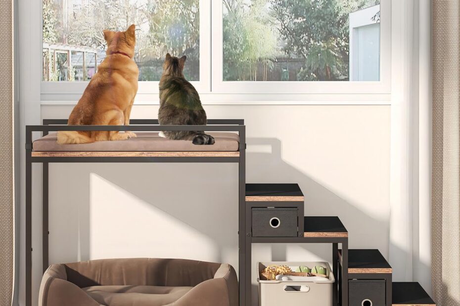 Elevate Your Pet's Comfort: Review of the 30'' Large Pet Bunk Bed with Stairs and Drawers