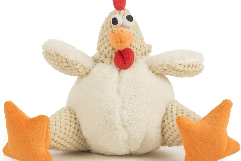 Unleash the Fun: goDog Checkers Fat Rooster - The Ultimate Squeaky Plush Toy for Your Pup!