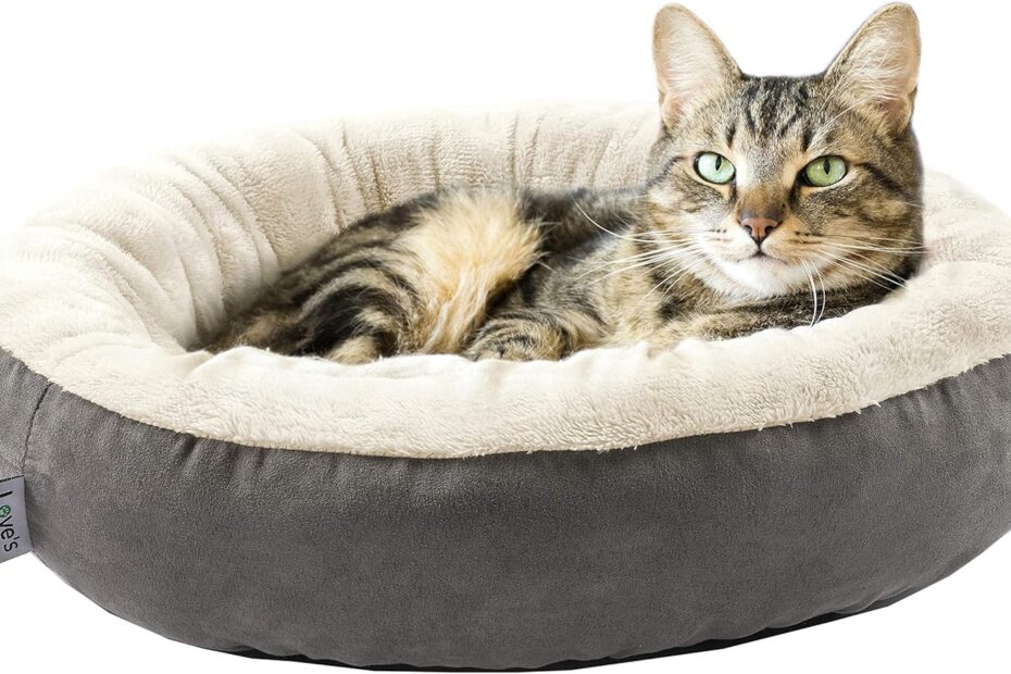 Cozy Comfort: Love's Cabin Round Donut Cushion Bed for Cats & Small Dogs
