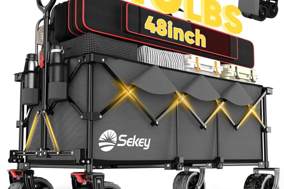 Discover the Sekey 48'' Collapsible Wagon: Your Ultimate Heavy-Duty Utility Cart for Every Adventure!
