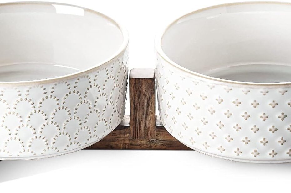 Elevate Mealtime: The Perfect Ceramic Dog Bowls with Stylish Wood Stand