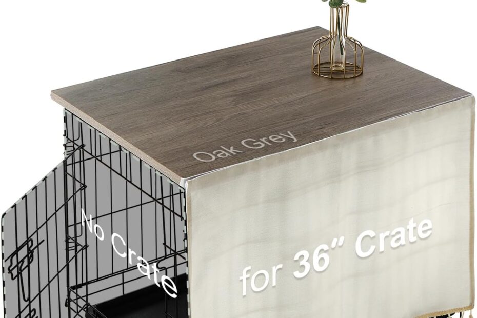 Elevate Your Dog's Crate: Rustic Wood Topper with Tassel Curtain