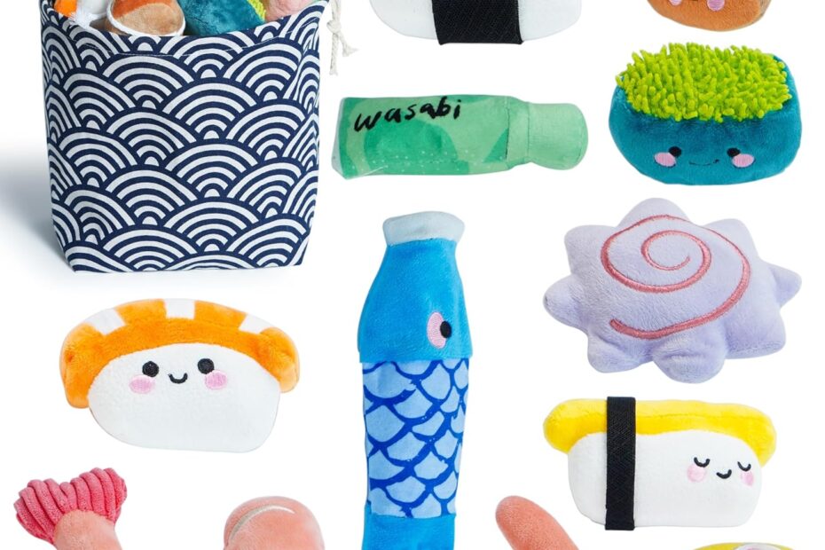 Keep Your Pup Entertained: Nocciola 10 PCS Plush Sushi Dog Toy Set Review!