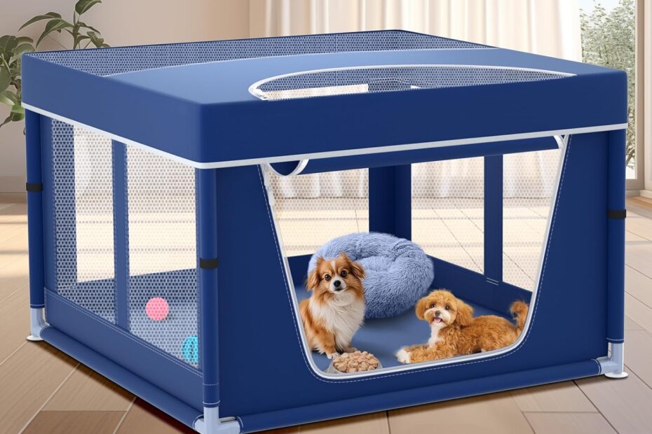 Keep Your Pup Safe & Happy: Review of the 42x42 Puppy Playpen with Top Cover