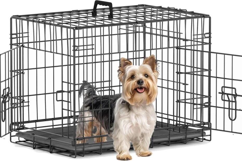 Piskyet 24" Double Door Dog Crate: Perfect Comfort for Your Small Pet