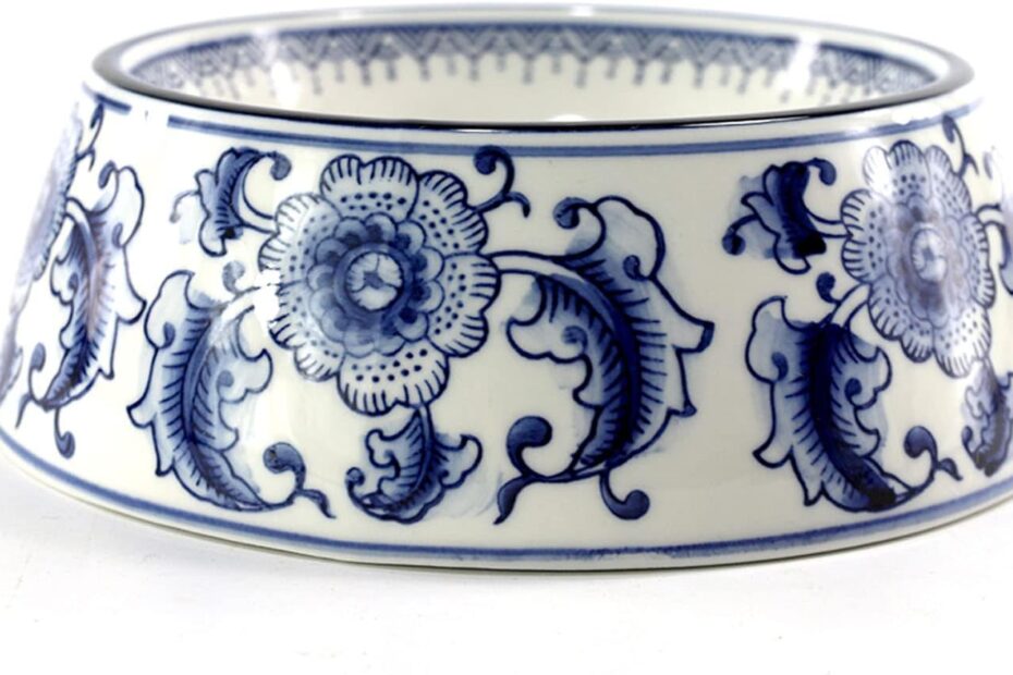 Stylish Dining for Pets: Review of Blue and White Ceramic Dog Bowls