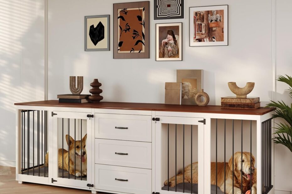 Stylish Elegance: Review of the Wooden Farmhouse Dog Crate Furniture with Storage!