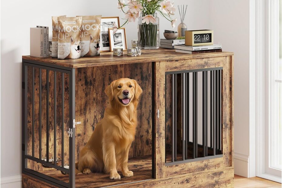 Stylish & Spacious: The Ultimate 47 Inch Dog Crate Furniture for Large Dogs!