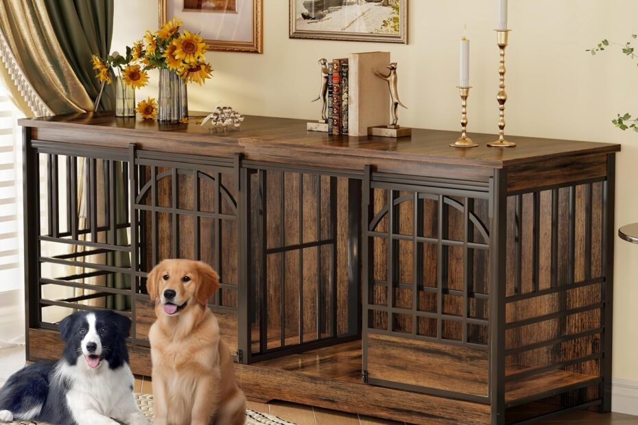 Stylish & Spacious: The Ultimate 78-Inch Double Dog Crate for Your XL Pups!