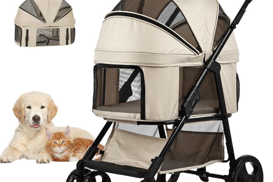 The Ultimate Pet Stroller: Review of the Khaki Folding Dog & Cat Carrier!