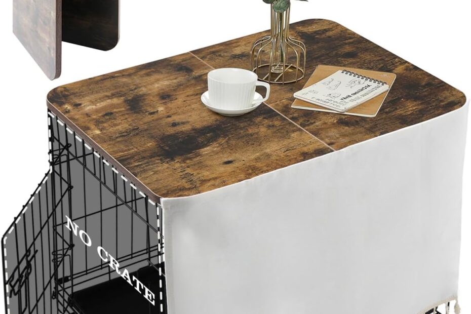 Transform Your Dog's Crate: Stylish Wood Topper with Rustic Charm