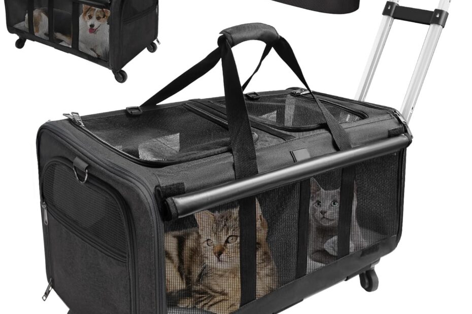 Travel in Style: GJEASE Cat Rolling Carrier for Your Feline Friends!