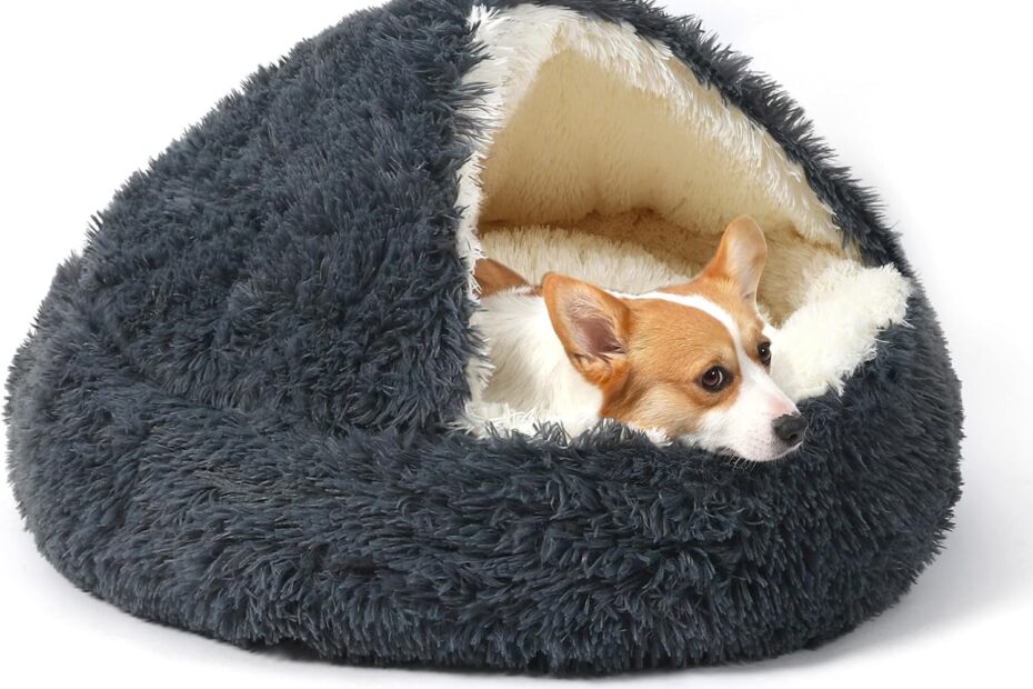 Cozy Comfort: The Ultimate Round Hooded Plush Pet Bed for Your Furry Friends