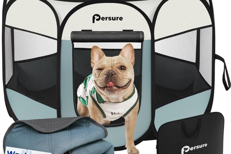 Discover the Ultimate Playpen for Your Pets: The Grey Portable Dog & Cat Enclosure!