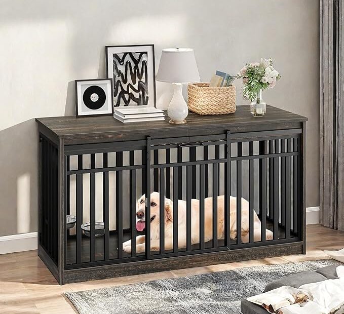 Elevate Your Pet's Space: YITAHOME 55" Elegant Dog Crate & TV Stand Review