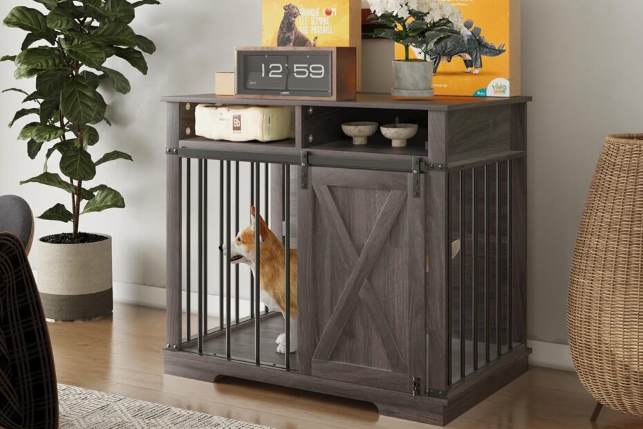 Stylish Comfort: Aoowow Wooden Dog Crate Review for Your Furry Friend!