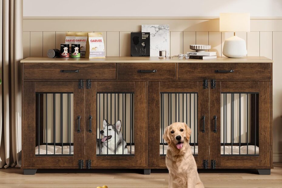 Stylish Comfort: Garvee 71" Double Dog Crate Revolutionizes Pet Living!