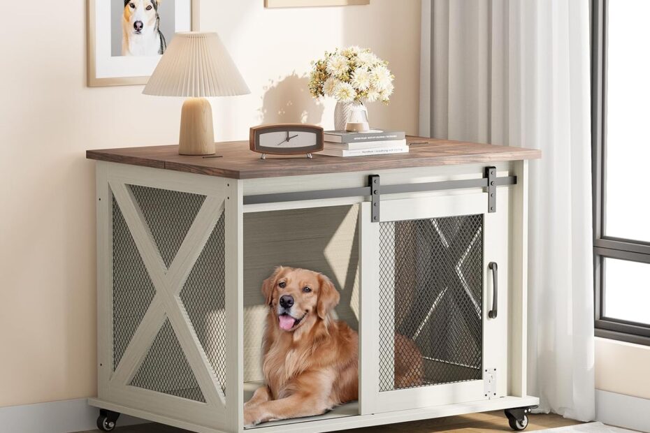 Stylish Comfort: The 37" Farmhouse Dog Crate that Doubles as Furniture!