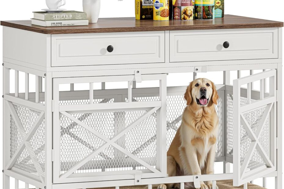 Stylish Comfort: The IRONCK 44" Wooden Dog Crate for Your Furry Companion