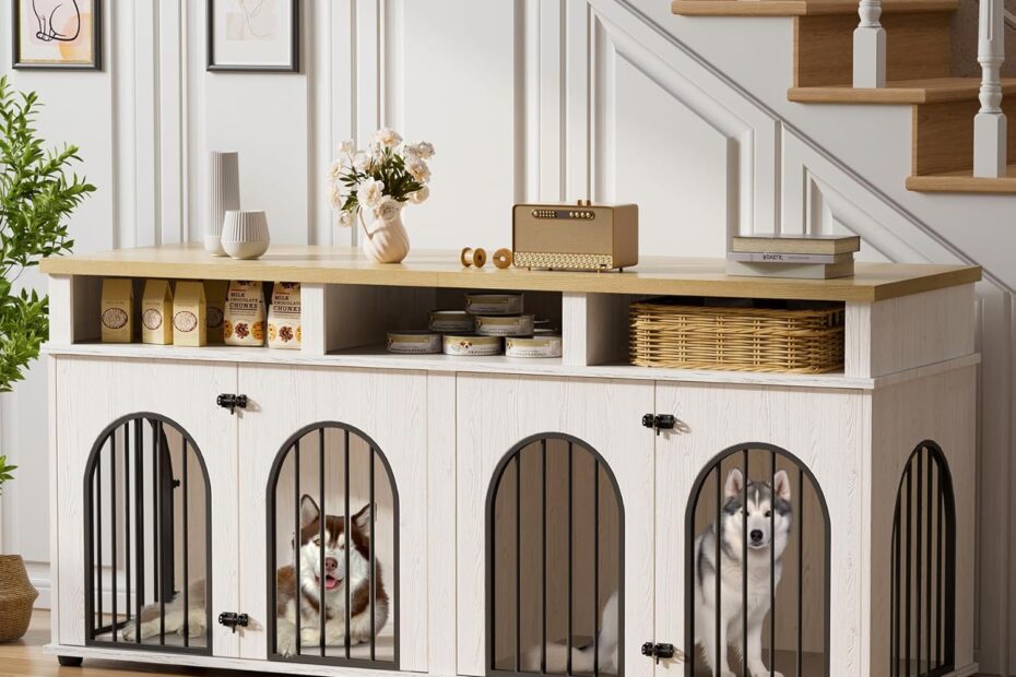 Stylish & Functional: Garvee Double Dog Crate Furniture for Your Beloved Pups!