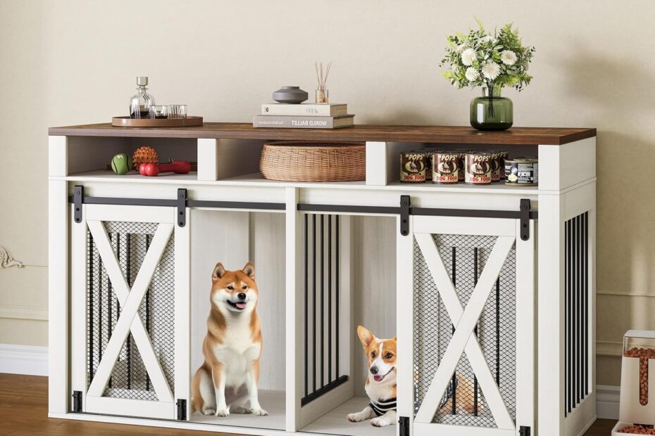 Stylish & Spacious: The Perfect Large Dog Crate for Two Dogs!