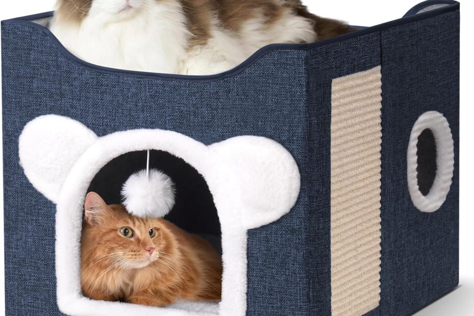 The Ultimate Cat Hideaway: Review of the Large Indoor Cat House with Fluffy Ball & Scratch Pad!