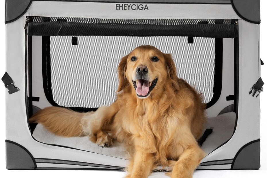 Ultimate Comfort: EHEYCIGA Collapsible Dog Crate for Your Large Pup!