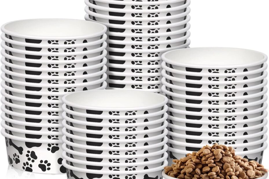 Feed in Style: Whaline's 50-Pack Cute Paper Pet Bowls for Easy Mealtime!