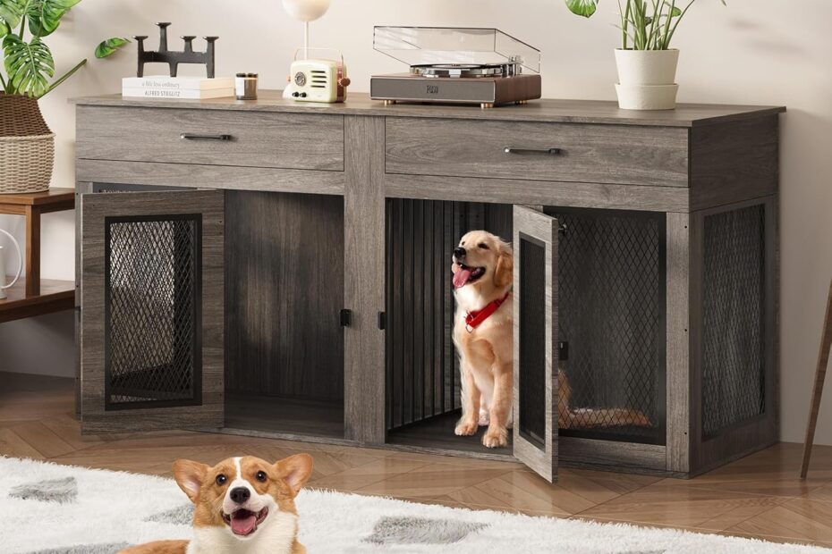 Stylish Serenity: The Ultimate 71-Inch Double Dog Crate for Large Breeds
