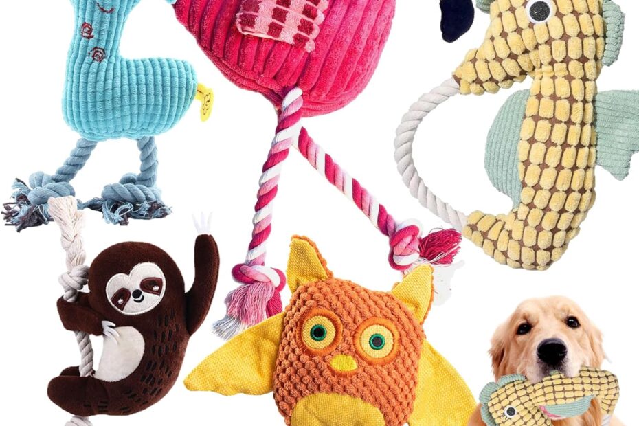 Ultimate Fun: 5 Pack Plush & Rope Dog Toys for Interactive Play!