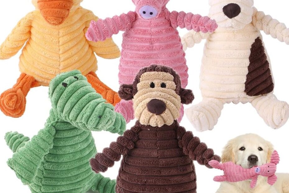 Ultimate Fun: 5 Pack Tough Squeaky Dog Toys for Large Pups!