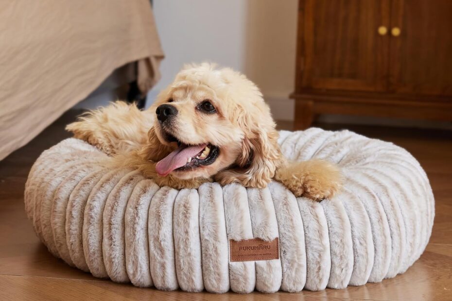 Cozy Comfort: Discover the FUKUMARU Calming Donut Dog Bed for Anxious Pets!