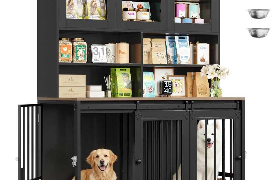 Stylish & Functional: The HOSTACK 71" Tall Dog Crate for Dual Canine Comfort