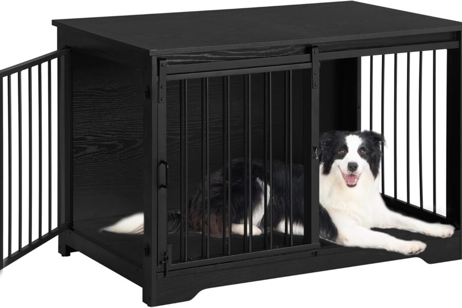 Stylish Safety: Review of the 39.3" Dog Crate Furniture with Barn Door