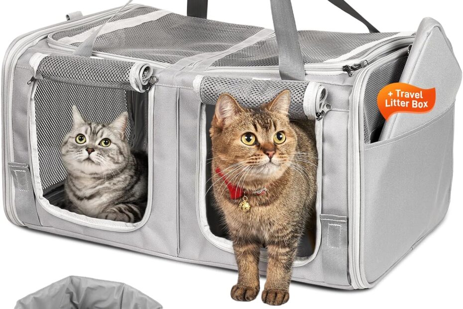 The Ultimate Double Cat Carrier: Spacious, Secure & Perfect for Travel!