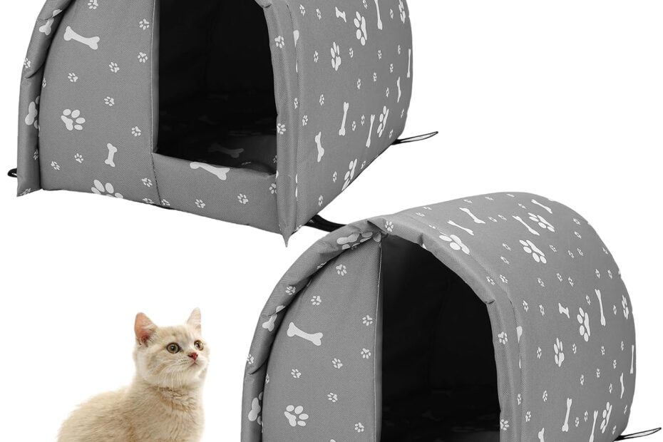 Cozy and Weatherproof: 2Pcs Grey Cat Houses for Stray and Feral Friends
