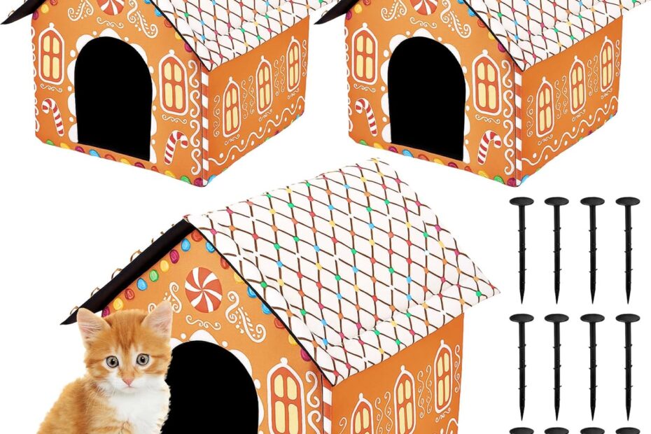 Cozy Up This Winter: Review of the 3 Pcs Christmas Gingerbread Cat Houses for Outdoor Cats