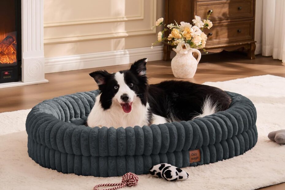 Elevate Your Pup's Comfort: Review of the XL Luxury Striped Faux Fur Waterproof Dog Bed
